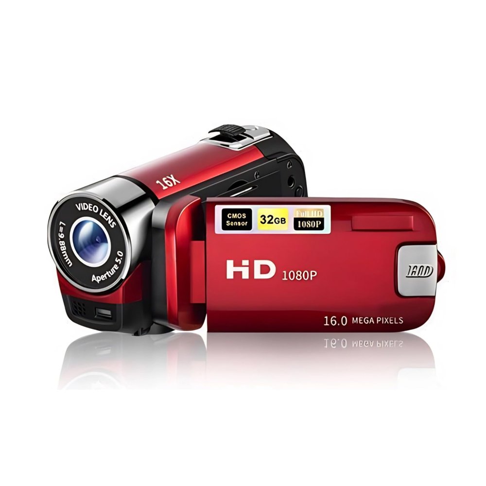 Video Camera Camcorder, 1080P 16MP DV Camera Vlogging Recorder, 2.7in TFT 270 Degree Rotatable 16X Zoom Digital Camera for Teens Students Boys Girls Gift (Red)