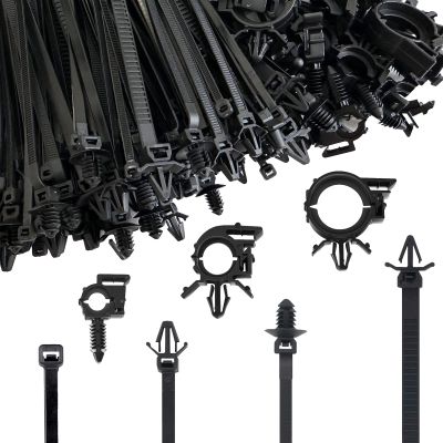 180pcs Push Mount Cable Zip Tie with Car Wire Loom Routing Clips,Fastening Cable Clips For Organizing Cables And Cords,Car Clips Contains 7 Sizes Universal Compatible with GM Ford Trucks Cars UTV