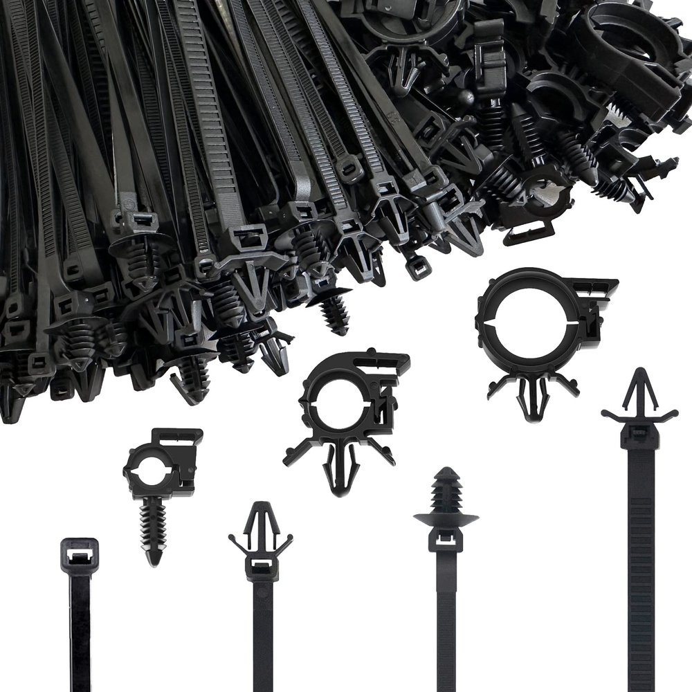 180pcs Push Mount Cable Zip Tie with Car Wire Loom Routing Clips,Fastening Cable Clips For Organizing Cables And Cords,Car Clips Contains 7 Sizes Universal Compatible with GM Ford Trucks Cars UTV