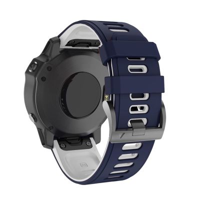 DFAMIN Quick Release Watchband Strap For Garmin Fenix 7 7X 6X Pro Watch Easyfit Wrist Band For Fenix 6 Pro For Garmin Fenix 5X 5 Watch (Color : Dark Blue White, Size : 26mm Fenix 5X 3 3HR)