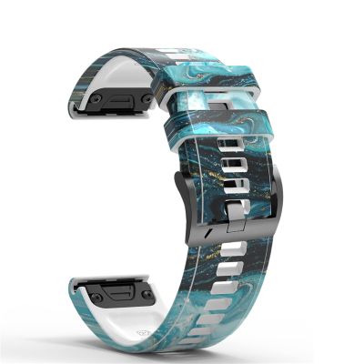 AEHON 26 22mm Printing Silicone Quick Fit Watchband For Garmin Fenix 6 6X Pro 5 5X Plus 3 HR 935 MK1 Straps Quick Release Wrist Band (Color : D, Size : 22mm)