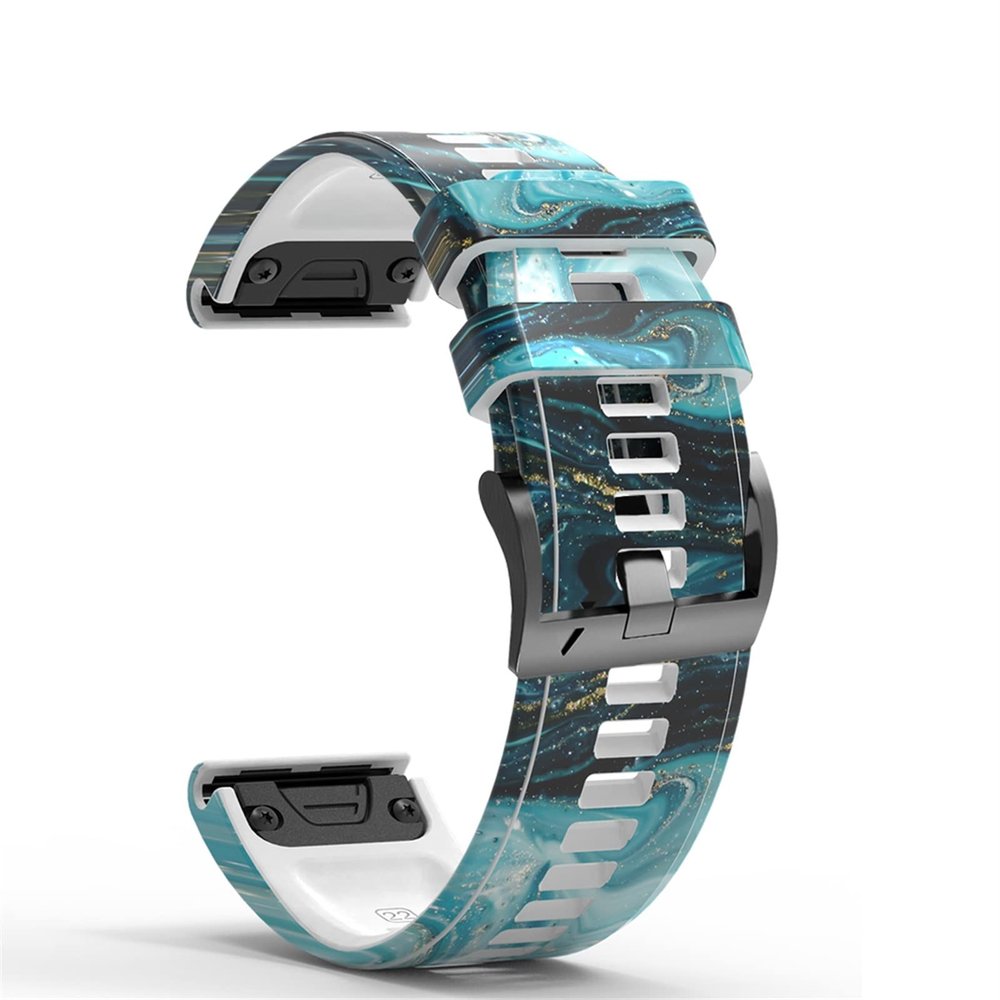 AEHON 26 22mm Printing Silicone Quick Fit Watchband For Garmin Fenix 6 6X Pro 5 5X Plus 3 HR 935 MK1 Straps Quick Release Wrist Band (Color : D, Size : 22mm)