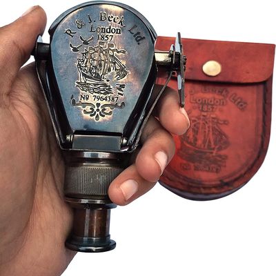 Antique Nautical Brass R & J Beck Ltd. London-1857 Monocular with Protective Leather Case Black
