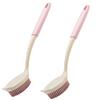 BeyondNice Silica Gel Dish Brush with Handle, Scrub Brush for Cleaning Kitchen and Washing Dishes, for Sink, Pots, Pans, Cleaning Brushes Tools (Pink,2) view 1