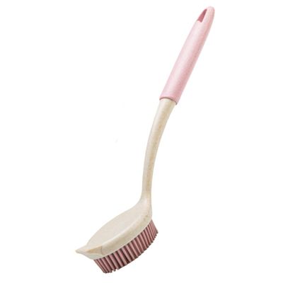 BeyondNice Silica Gel Dish Brush with Handle, Scrub Brush for Cleaning Kitchen and Washing Dishes, for Sink, Pots, Pans, Cleaning Brushes Tools (Pink,1)