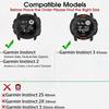 Leather Watch Band for Garmin Instinct/Instinct 2 Solar / Instinct3 45mm, Soft Genuine Leather with Silicone Sweatproof Wrist Strap for Garmin Instinct Tactical/Tide/Esports/Instinct Solar-Max Wrist 8.1" view 2