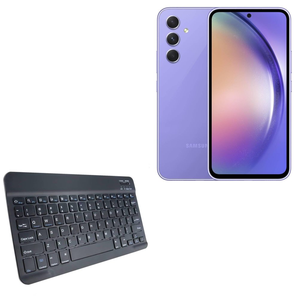 BoxWave Keyboard Compatible with Samsung A54 - SlimKeys Bluetooth Keyboard, Portable Thin with Chiclet-Style Keys - Jet Black