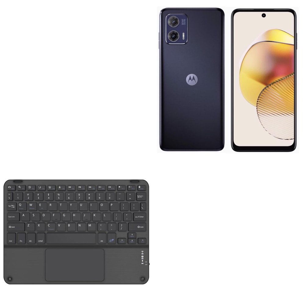 BoxWave Keyboard Compatible with Motorola Moto G73 - SlimKeys Bluetooth Keyboard with Trackpad, Portable Slim TouchPad - Jet Black