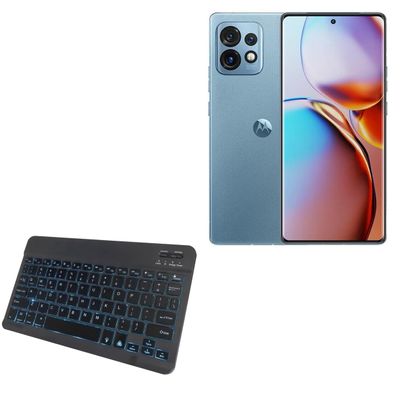 BoxWave Keyboard Compatible with Motorola Moto X40 - SlimKeys Bluetooth Keyboard - with Backlight, Portable Slim LED 7 Colors - Jet Black