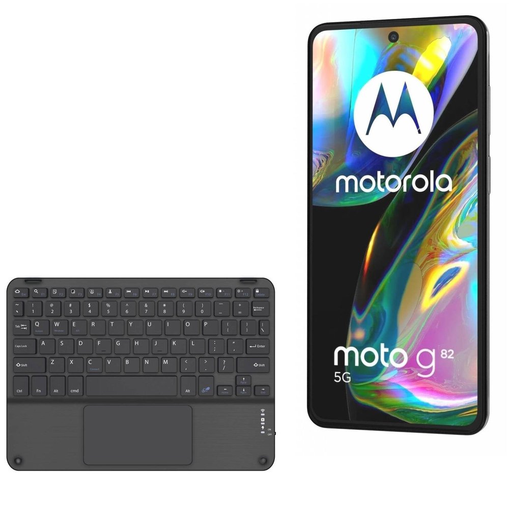 BoxWave Keyboard Compatible with Motorola Moto G82 - SlimKeys Bluetooth Keyboard with Trackpad, Portable Slim TouchPad - Jet Black