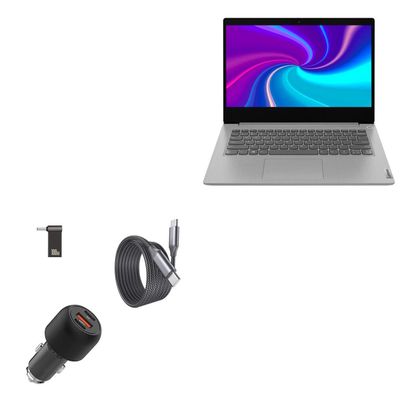 BoxWave Car Charger Compatible with Lenovo IdeaPad 3 14ITL05 (14 in) - PD Car Charger Bundle (65W), Power Delivery Cable Car Adapter - Jet Black