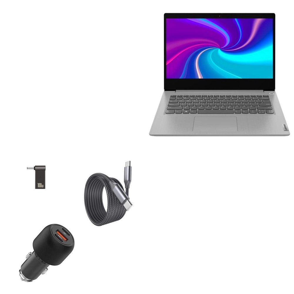 BoxWave Car Charger Compatible with Lenovo IdeaPad 3 14ITL05 (14 in) - PD Car Charger Bundle (65W), Power Delivery Cable Car Adapter - Jet Black