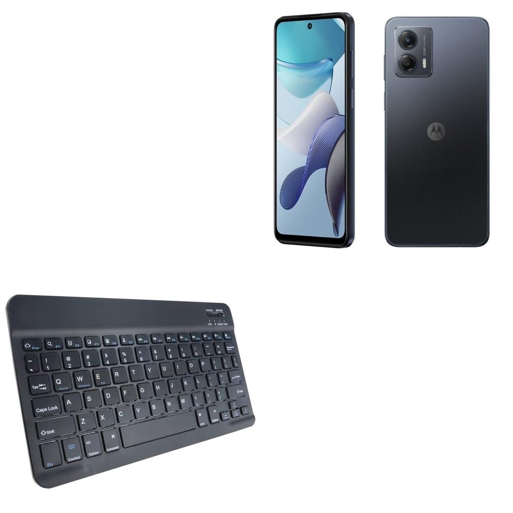 BoxWave Keyboard Compatible with Motorola Moto G53 - SlimKeys Bluetooth Keyboard, Portable Thin with Chiclet-Style Keys - Jet Black