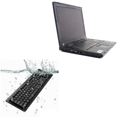 BoxWave Keyboard Compatible with Lenovo ThinkPad T61 - AquaProof USB Keyboard, Washable Waterproof Water Resistant - Jet Black