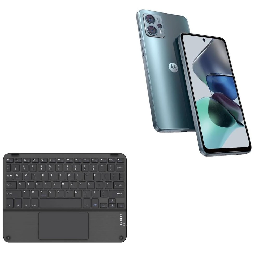 BoxWave Keyboard Compatible with Motorola Moto G23 - SlimKeys Bluetooth Keyboard with Trackpad, Portable Slim TouchPad - Jet Black