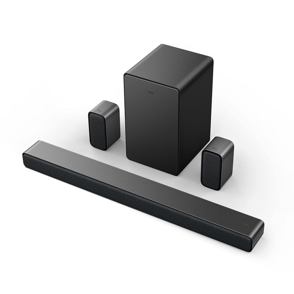 TCL 5.1ch Sound Bar with Wireless Subwoofer (Q6510, 2023 - Model), Dolby Audio, DTS Virtual:X, 430W, Built-in Center Channel Speaker, 2 Rear Surround Sound Speakers, Wall Mount / HDMI cable included