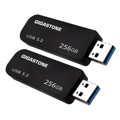 GIGASTONE 256GB Flash Drive (2 Pack) Z30 USB 3.2 Gen 1, 100MB/s Ultra Fast, Keychain Loop, Carbon Fiber Style, Push-Pull Design, Data Storage, Backup for PC/Mac/TV/Car, USB 2.0/3.0/3.1 Compatible