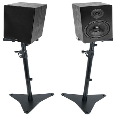 Rockville RockShelf 68B Bundle: Pair 6.5 in 50W RMS / 200W Peak 8 Home Bookshelf Speakers, Pair RVSM5 Adjustable Studio Monitor Stands, 4-Items