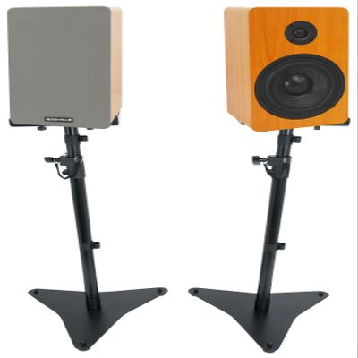 Rockville RockShelf 54C Bundle: (2) 5.25 in 360-Watt Bookshelf Speakers 4 Ohm Wood Cabinets in Black, Classic, or White Grain Finish, RVSM5 Adjustable Height Steel Studio Monitor Stands Pair, 3-Items