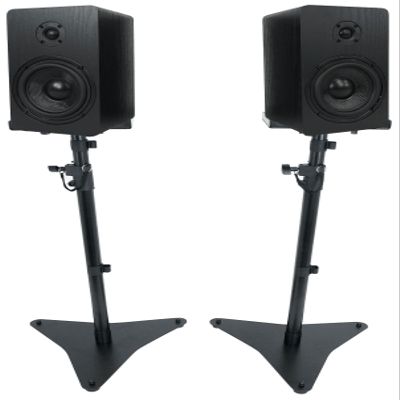 Rockville RockShelf 58B Bundle: Pair 5.25" 360W Peak / 45W RMS Each Home Theater Bookshelf Speakers, Kevlar Woofer, Silk Dome Tweeter, RVSM5 Pair Studio Monitor Speaker Stands Adjustable, 2-Items