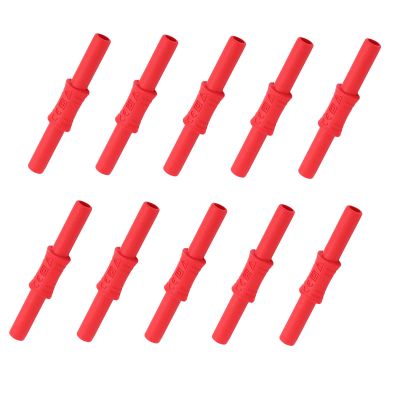 10PCS J.20009 Banana Coupler 4mm Female to Female Insulated Banana Connector Banana Plug Extension, Electronics Cable connectors (Red)