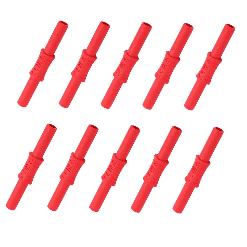 10PCS J.20009 Banana Coupler 4mm Female to Female Insulated Banana Connector Banana Plug Extension, Electronics Cable connectors (Red)