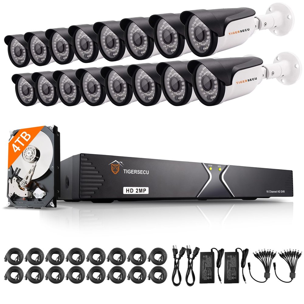 TIGERSECU 1080P 16-Channel 16-Camera DVR Security Bundle with 4TB HDD