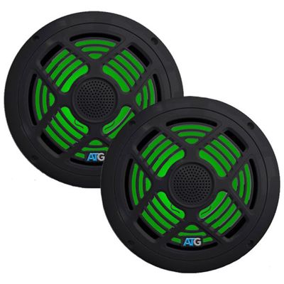 ATG Audio Marine 8" Coaxial Speakers with RGB LEDs, Pair, Black, 160W - ATG8MRGB-B