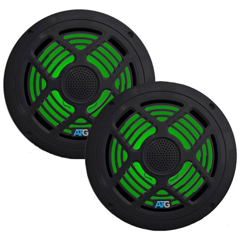 ATG Audio Marine 8" Coaxial Speakers with RGB LEDs, Pair, Black, 160W - ATG8MRGB-B