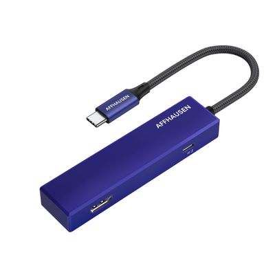 AFFHAUSEN HM02 3-in-1 USB C Hub Multiport Adapter, with USB-A 5 Gbps Data Port, USB-C Pass-Through Charging, 4K@60Hz HDMI - for iPhone 15, iPad Pro, MacBook Pro, XPS, Lenovo, Mobiles, Laptops