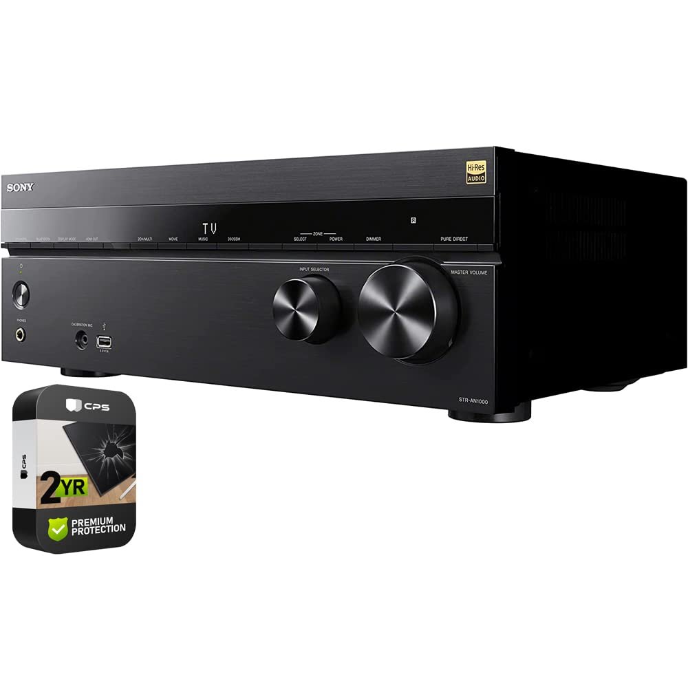 Sony STR-AN1000 7.2 Channel Home Theater 8K A/V Receiver (Renewed) Bundle with 2 YR CPS Enhanced Protection Pack