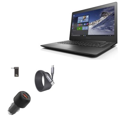 BoxWave Car Charger Compatible with Lenovo IdeaPad 300S (14 in) - PD Car Charger Bundle (65W), Power Delivery Cable Car Adapter - Jet Black