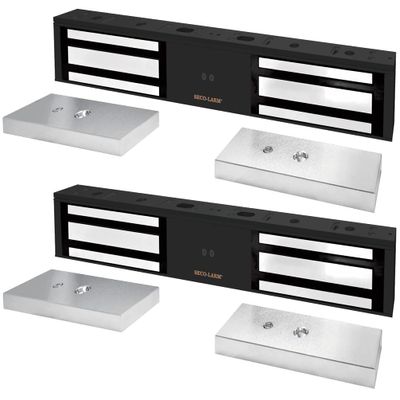 Seco-Larm E-941DB-1K2P Pack of 2 Electromagnetic Locks; Double-Door; Bond Sensor; Status LED; 1200 Pounds Holding Force per Door; MOV Surge Protection; Anodized Aluminum Housing with Black Finish