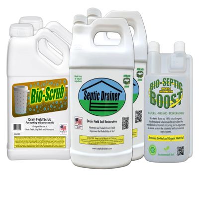 Repair Kit II - New Formula - 2 Gallons of Septic Drain Field Treatment, 2 Gallons of Bio-Scrub and 1 Quart of Bio-Septic Boost | Repair Your Drain Field |