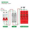 DC 1000V Surge Protective Device (SPD), 3-Pole 20kA Solar PV Lightning Arrester, Photovoltaic Surge Suppressor, DIN Rail Mount, Replaceable Modular Design, Red view 3