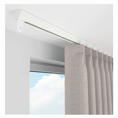 Self Adhesive No Drill Curtain Track System, Ceiling Mount Straight Curtain Rails Room Divider for Dressing Room Shower Corner Office, Smooth and Quiet Glide (Color : White, Size : 10m/32.8ft)