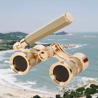 Opera Glasses Binoculars, 3X25 Lorgnette Theater Glasses, BK9 Optical Lens Mini Compact Foldable Vintage Theater Glasses with Adjustable Handle for Concert Cinema Adults Men Women