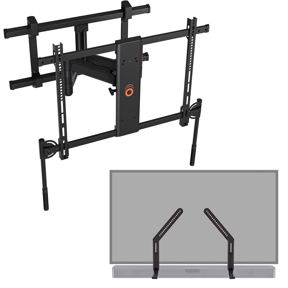 ECHOGEAR XL Full Motion TV Mount w/Handles & TV Soundbar Mount Bracket