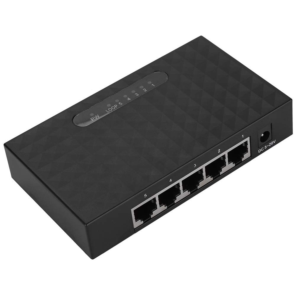 100-240V 5-Port SPOE VLAN Injector 5 Port Fast 10/100/1000Mbps Managed Switch Long Range Switch (US Plug)