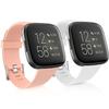 Dr.Sept 2 Pack Waterproof Bands Compatible with Fitbit Versa 2 Bands for Women Men, Classic Soft Sports Replacement Wristbands for Fitbit Versa 2/Versa Lite/Versa SE (Large 7.1''-8.7'', White/Pink) view 1
