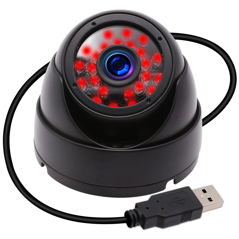 MMlove USB Dome Camera 720P 30FPS Waterproof Night Vision Camera with IR Cut & IR LED,USB Surveillance Security Camera Plug&Play Outdoor/Indoor Metal Housing PC Webcam