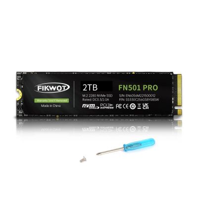 Fikwot FN501 Pro 2TB NVMe SSD - M.2 2280 PCIe Gen3 x4 Internal Solid State Drive with Graphene Cooling Sticker, Up to 3,500MB/s, SLC Cache 3D NAND TLC, Compatible with Laptop & PC Desktop
