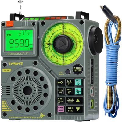 ZHIWHIS Shortwave Radio with Bluetooth and APP Control, AIR AM FM VHF SW WB Portable Receiver, Super Bass/5 Types of Light Effects/6 EQ/Recording Rechargeable Stereo Emergency Radios Player ZWS-A320