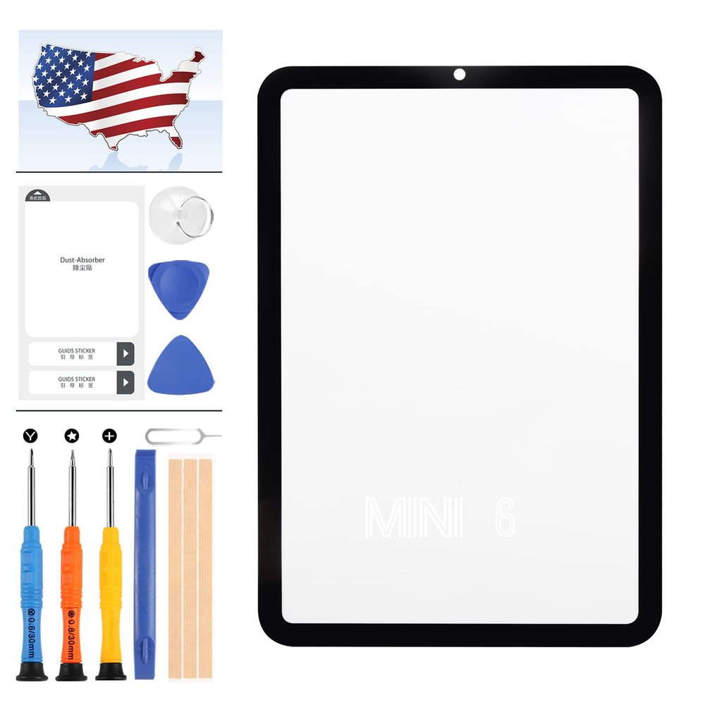 for iPAD Mini 6 Screen Replacement Kit (Not LCD & Touch Digitizer) for IPAD Mini 6 6th Generation Front Glass 8.3inch A2567 A2568 A2569 Outer Glass Panel Full Repair Parts with Free Tools