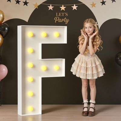 Mixifox Marquee Letters 4 Feet Tall, 4FT Large Light up Letters F, Big Sign F with Warm White Light for Birthday Wedding Proposal Engagement Graduation Party Backdrop Decorations