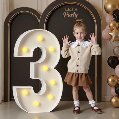 3FT Marquee Numbers, Light Up Numbers 3 for 3rd 13th 30th Birthday Decorations, Big Numbers for Party Decorations, Large Light Up Numbers for Party Decor DIY Pre-Cut Foamboad Mosaic Numbers