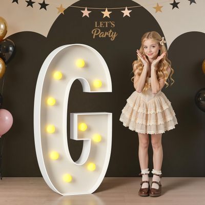 Mixifox Marquee Letters 4 Feet Tall, 4FT Large Light up Letters G, Big Sign G with Warm White Light for Birthday Wedding Proposal Engagement Graduation Party Backdrop Decorations