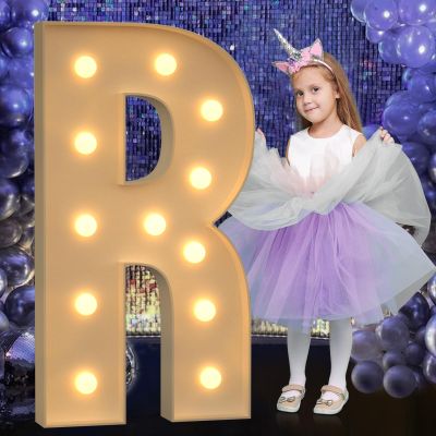 Mixifox Marquee Letters 4 Feet Tall, 4FT Large Light up Letters R, Big Sign R with Warm White Light for Birthday Wedding Proposal Engagement Graduation Party Backdrop Decorations