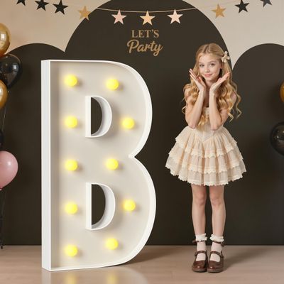 Mixifox Marquee Letters 4 Feet Tall, 4FT Large Light up Letters B, Big Sign B with Warm White Light for Birthday Wedding Proposal Engagement Graduation Party Backdrop Decorations