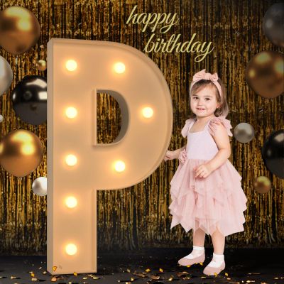 Mixifox Marquee Letters 3 Feet Tall, 3FT Large Light up Letters P, Big Sign P with Warm White Light for Prom Birthday Wedding Proposal Engagement Graduation Party Backdrop Decorations
